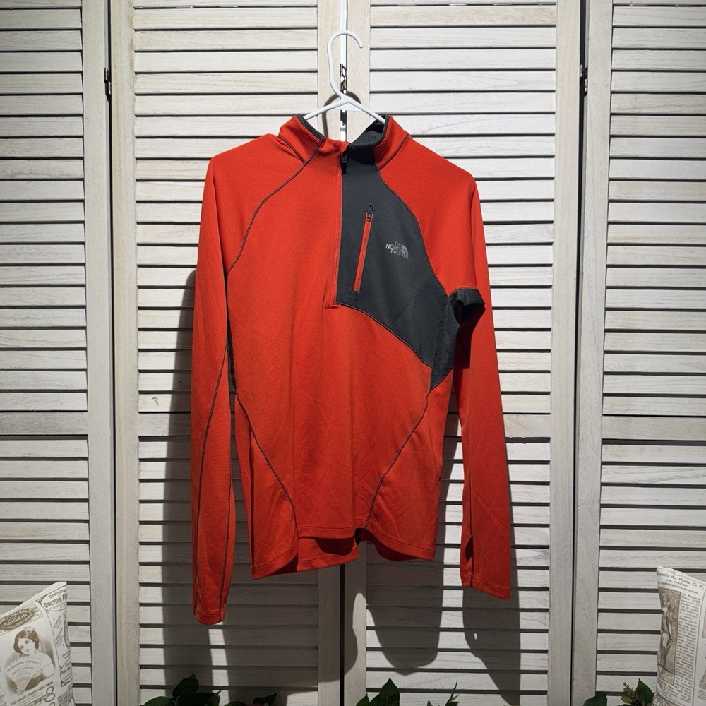 The North Face Impulse Performance Pullover S/P Shirt 1/4 Zip Red FlashDry